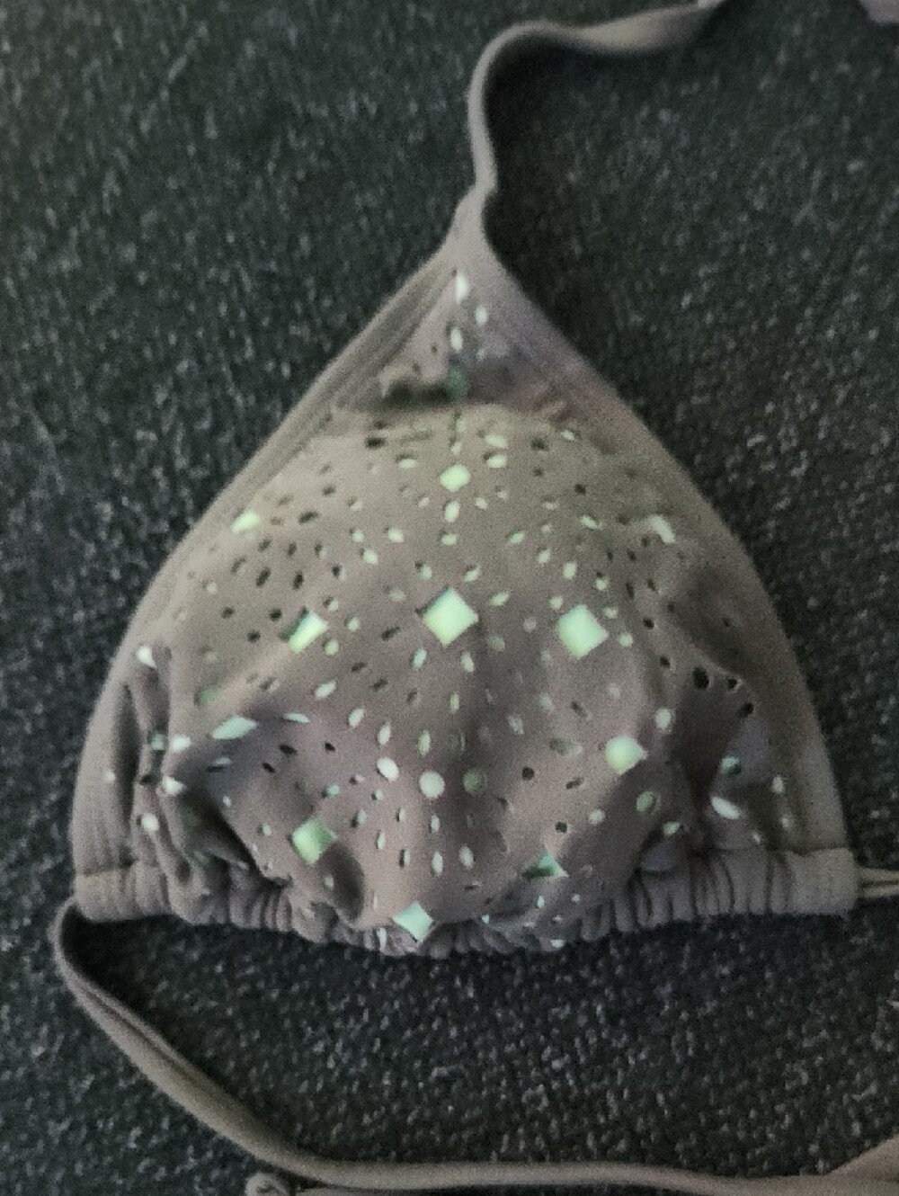 Xhilaration Light Taupe Triangle Bikini Top with Metallic Silver Accents - Picture 4 of 10